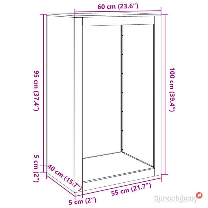 Stojak na drewno opałowe 60x40x100 stal mazowieckie