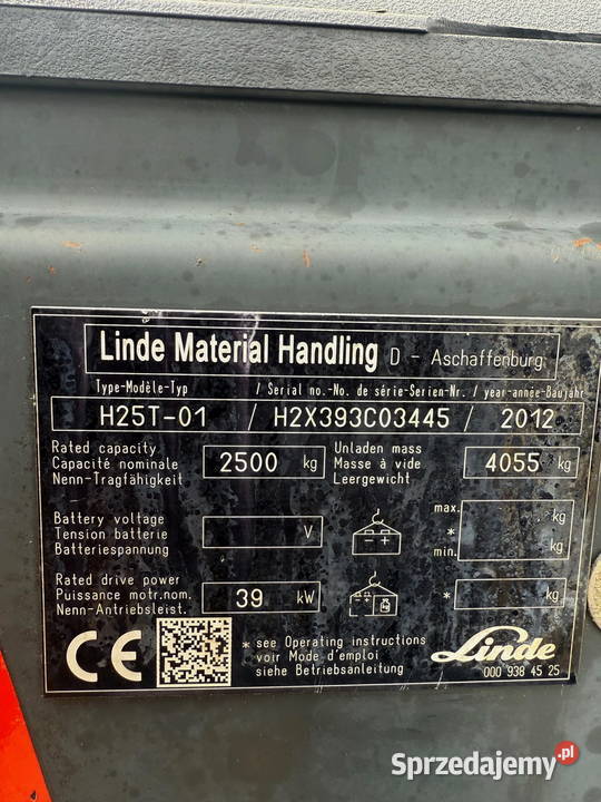 wózek widłowy LINDE H25T LPG 2500 41m przesuw Działoszyn