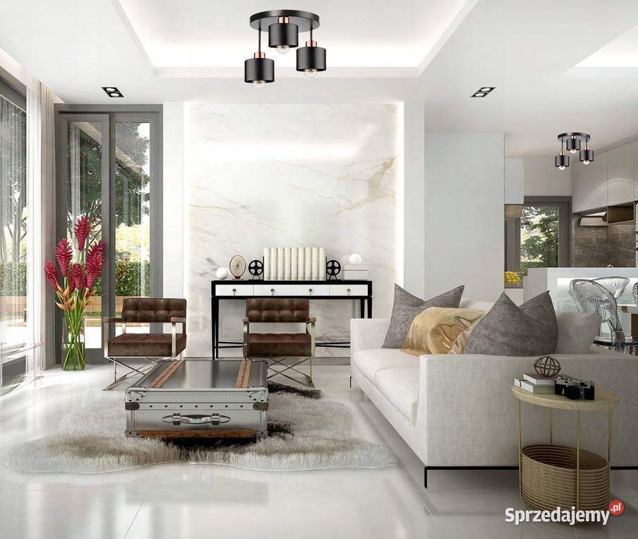 LAMPA WISZĄCA Nowoczesna czarna mat złota 3xE27 Choroszcz sprzedam