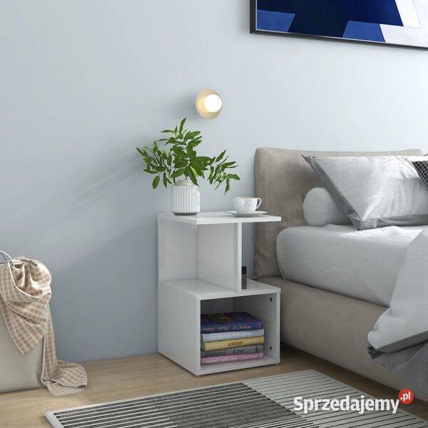 vidaXL Szafka nocna biała wysoki połysk 35x35x55