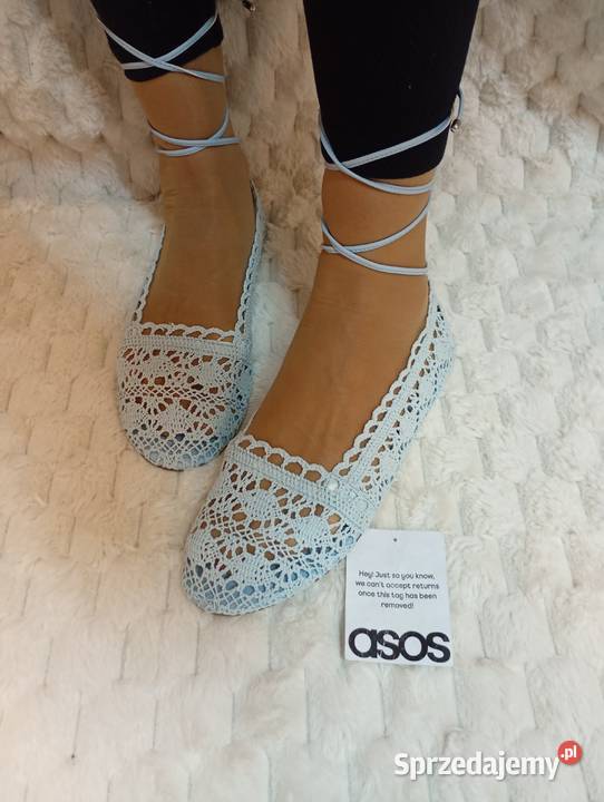40 ASOS Niebieskie ażurowe baleriny na szeroką małopolskie sprzedam