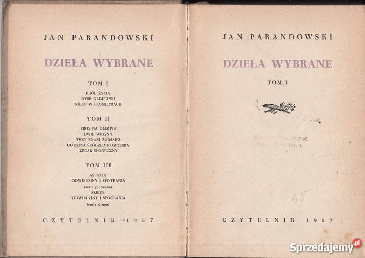 02077 DZIEŁA WYBRANE 3 TOMY JAN PARANDOWSKI Proza i poezja małopolskie Czyrna