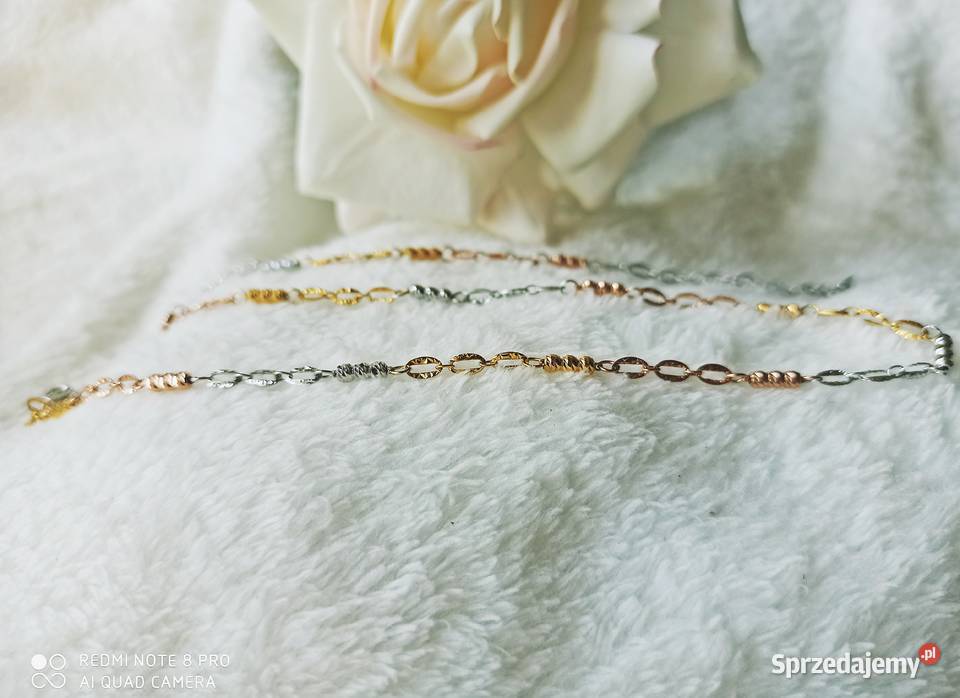 Pozłacany łańcuszek splot 51 naszyjnik rose Warszawa sprzedam