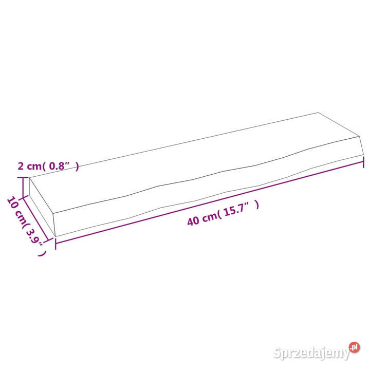 Półka ciemnobrązowa 40x10x2 wykończone lite