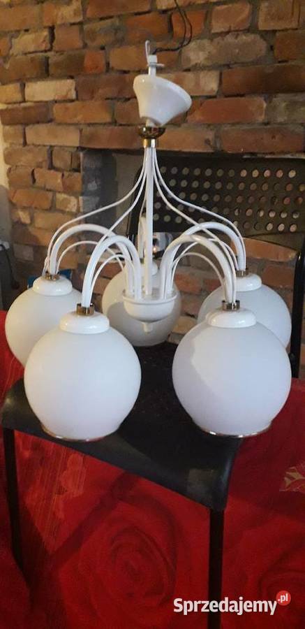 Lampa wisząca sufitowa żyrandol klosz białe kule Tychy