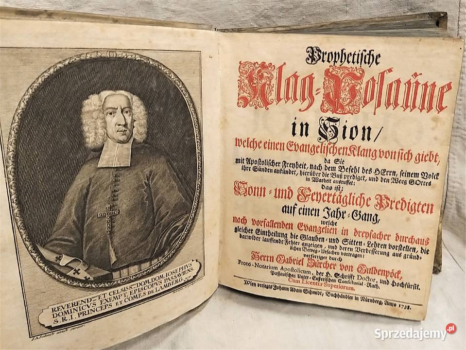 Prophetische KlagPosune in Sion Norymberga 1738r Warszawa