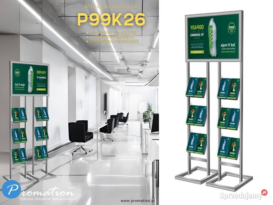 Stojak dwusegmentowy na ulotki i plakat A2 Kraków
