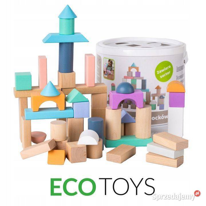 Drewniane klocki 50 wiaderko sorter Ecotoys Bielsk Podlaski