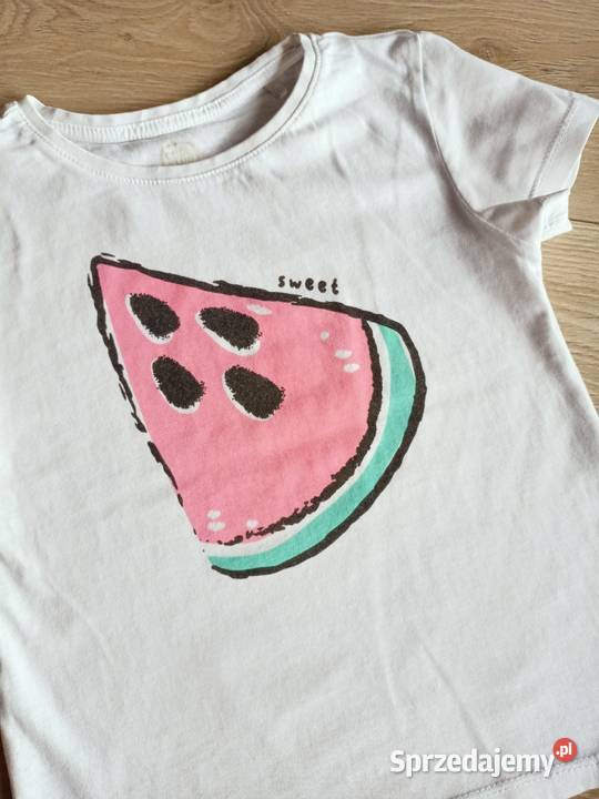 Tshirt koszulka dziewczęca biała arbuz 116 mazowieckie Płock