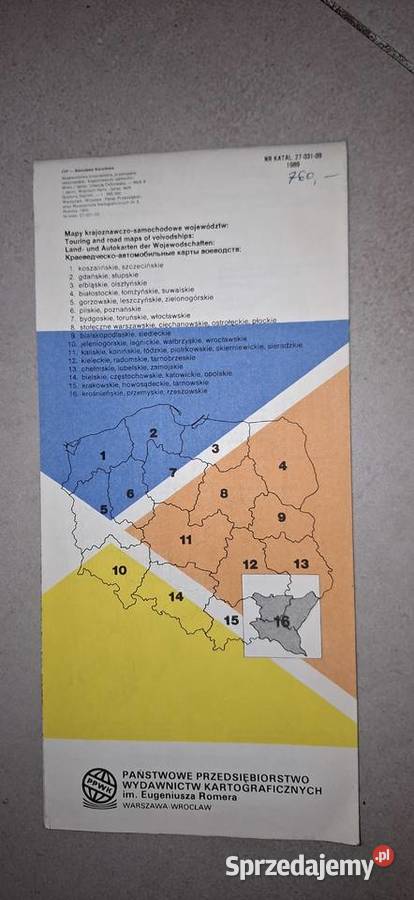 Mapa samochodowa PRL woj krośnieńskie przemyskie Łęczyca