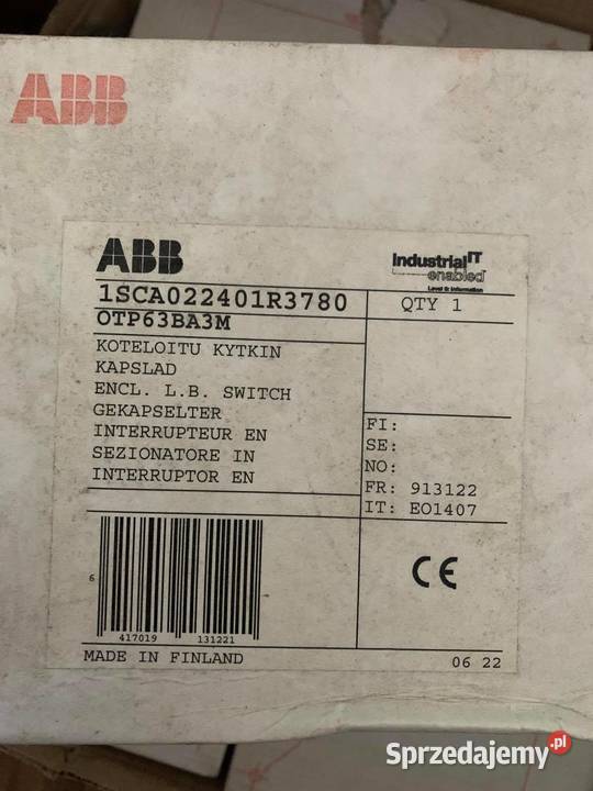 Przełącznik ABB OTP63BA3M Enclosed switch Pozostałe Elektryka sprzedam