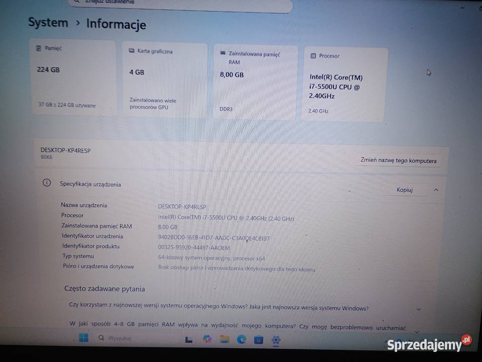 Laptop Lenovo z5170 Intel Core i7 dysk SSD IBM/Lenovo łódzkie Łódź