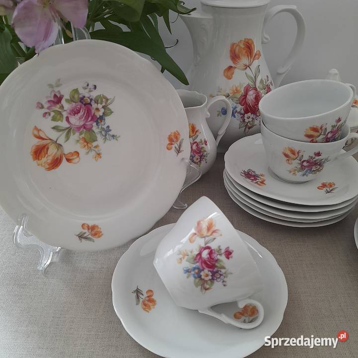 Serwis kawowy Kahla na 6 osób filiżanki dzbanek Bogatynia sprzedam