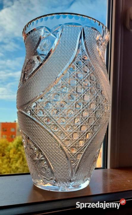 Piękny duży wazon kryształowy PRL Wrocław