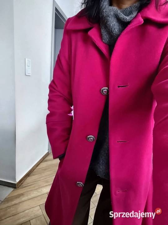 Jessica c a płaszcz 80 żywa wełna owcza fuksja