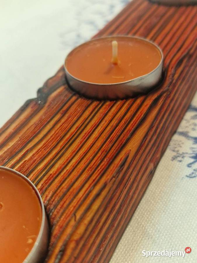 Świecznik Shou Sugi Ban drewno świerkowe warmińsko-mazurskie Sępopol