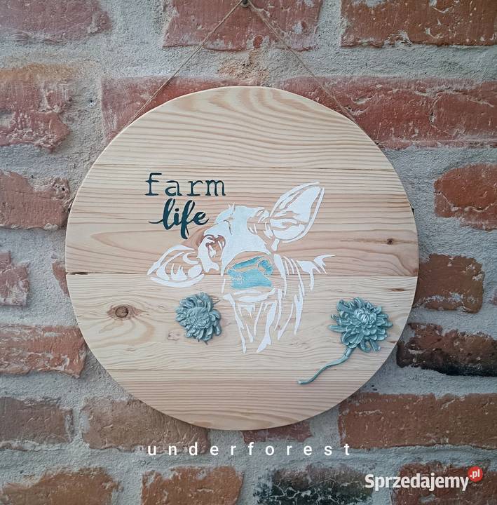 Obrazek Farm life drewniana zawieszka okrągła Leszno sprzedam