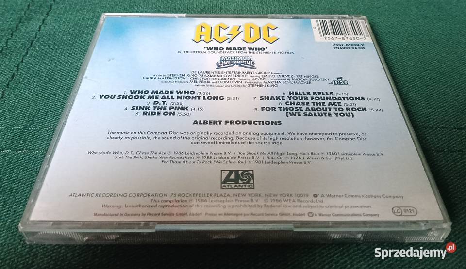 ACDC Who made who cd Soundtrack from the Stephen Zbylitowska Góra