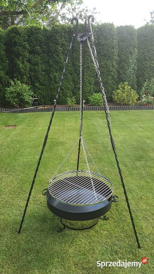 Trojnóg kuty 190 ruszt 60 chromowany palenisko Piaseczno