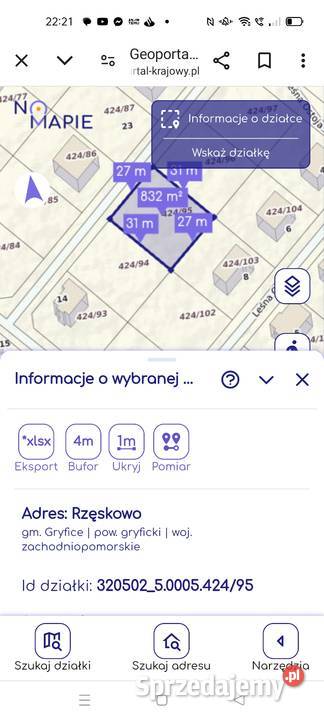 Sprzedam działkę budowlaną Gryfice Leśna Ostoja sprzedam