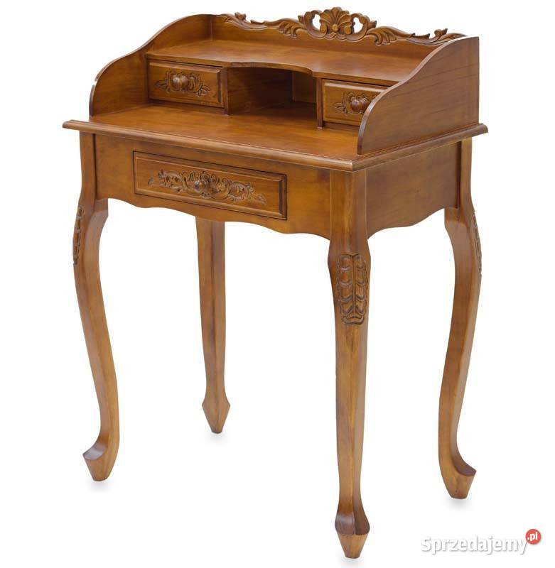 Drewniany rzeźbiony stylowy sekretarzyk biurko