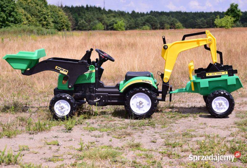 TRAKTOR NA PEDAŁY Z PRZYCZEPĄ ŁYŻKĄ I KOPARKĄ Toruń