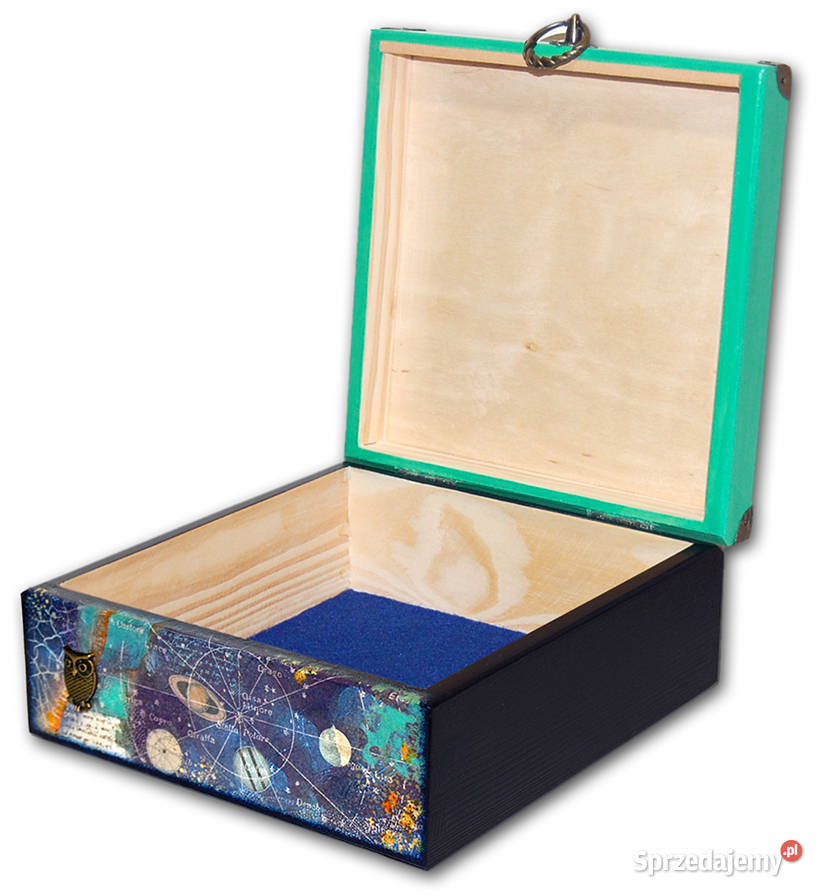 SZKATUŁKA pudełko drewniane Astrology Owl Dekoracje i ozdoby sprzedam
