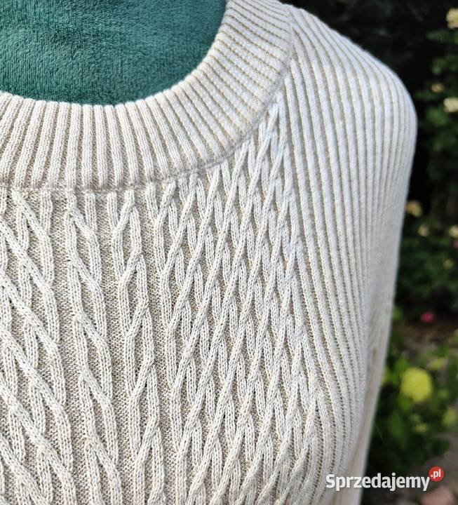 Kremowy złoty sweter HM L 40 żeberkowy złoto H&M Szczecin