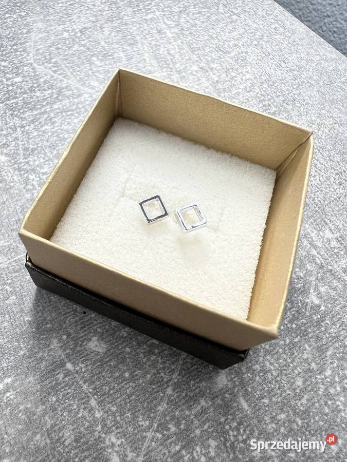 Kolczyki srebrne kwadraty kwadrat Kolczyki Jasło