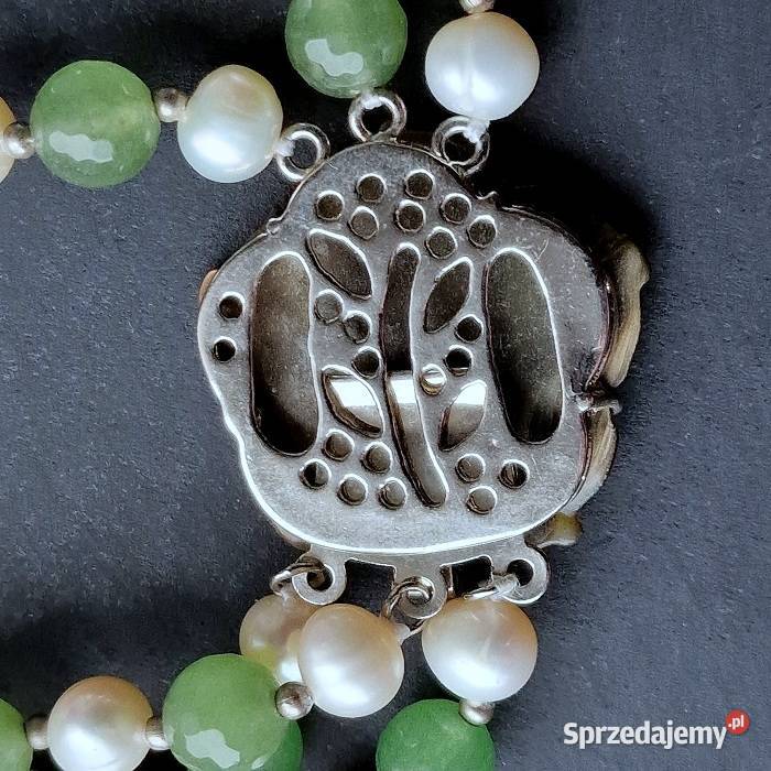 PERŁY SŁONOWODNE I ZIELONY AWENTURYN NASZYJNIK Naszyjniki śląskie Częstochowa