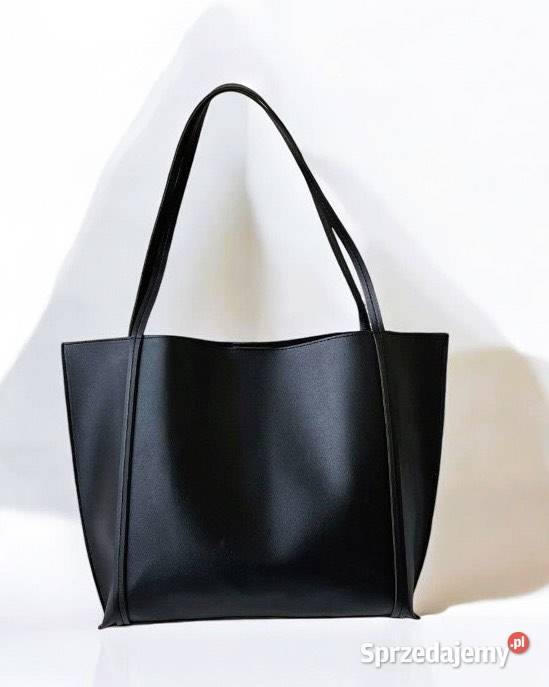 Nowa czarna torebka skórzana shopper pojemna 40cm Kraków sprzedam