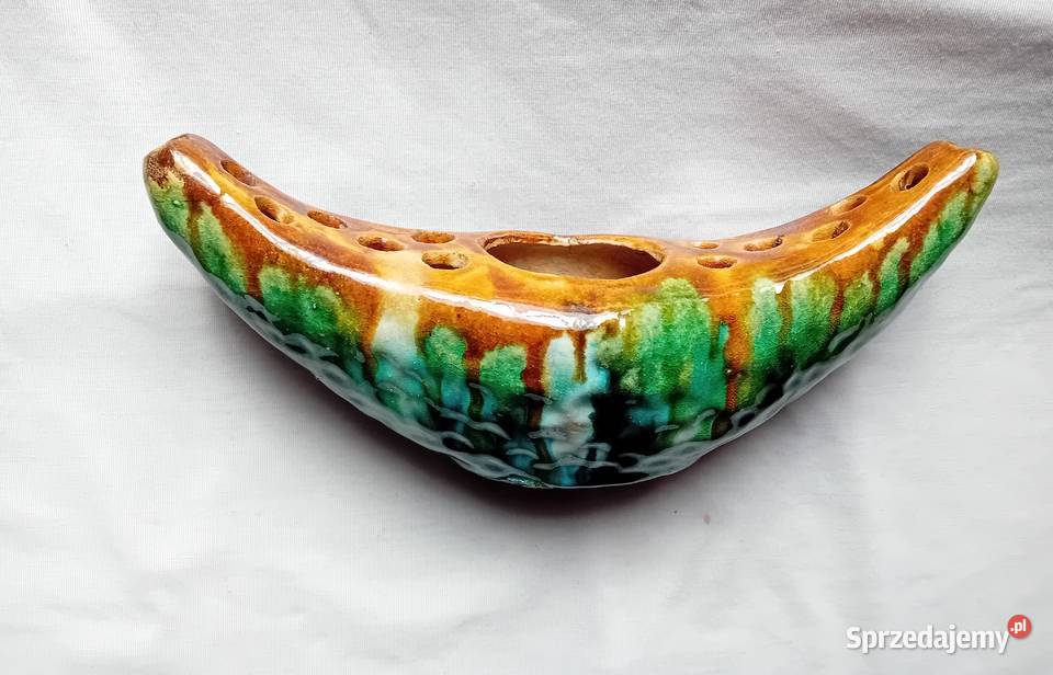 Ceramiczna ikebana Mid Century Design ręcznie Koźminek
