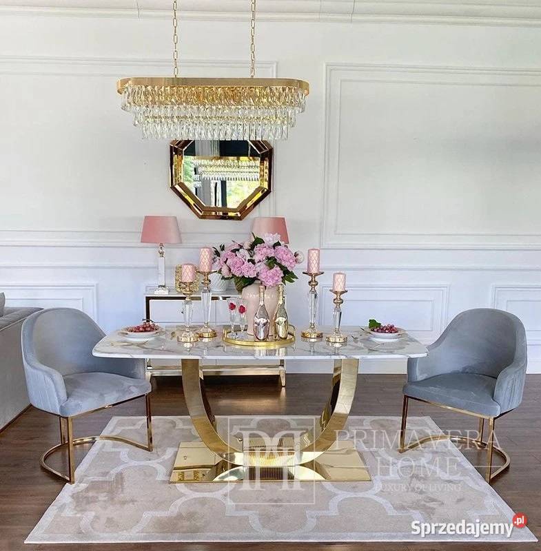 Stół glamour złoty ekskluzywny do jadalni Warszawa
