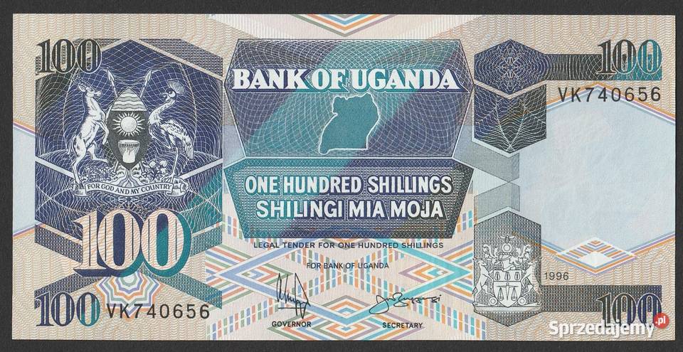 UGANDA 100 SHILLING 1996 STAN BANKOWY UNC łódzkie