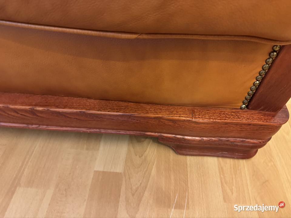 Komplet skórzany koniakowy antyk PRL lata 80 te Częstochowa sprzedam