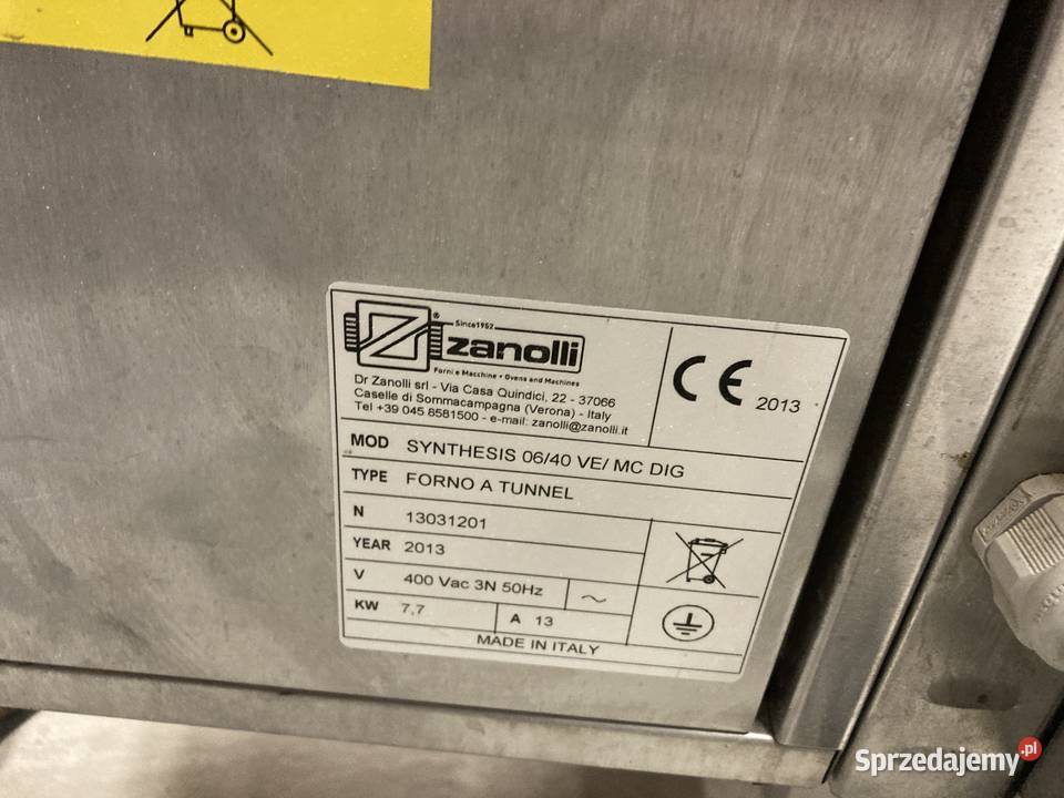 Piec tunelowy do pizzy Zanolli Rawa Mazowiecka