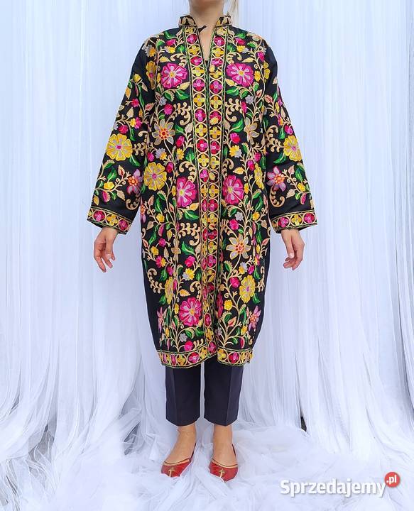 Orientalny płaszcz XXL 44 narzutka kimono czarny Inny rodzaj zachodniopomorskie Szczecin