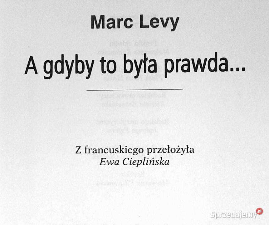 A gdyby to była prawda Marc Levy lubelskie Chełm