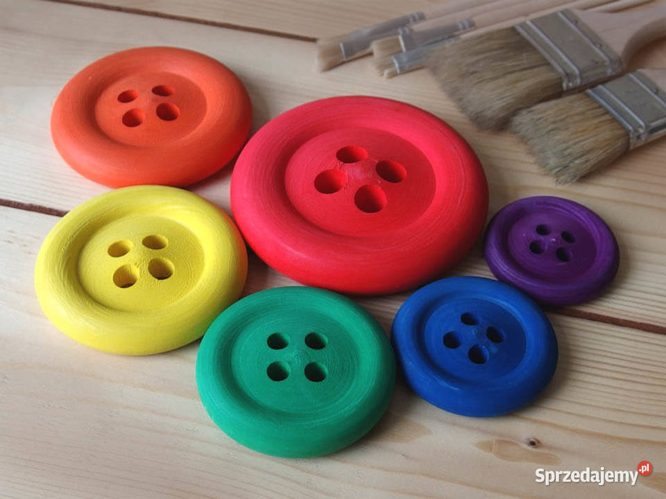 Nawlekanka drewniana guziki giganty Montessori łódzkie