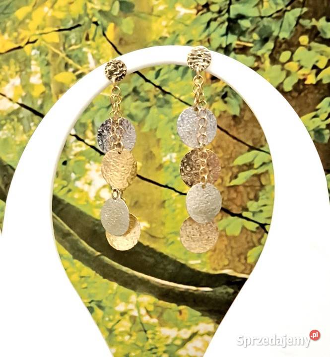 25 Kolczyki Złote pr585 Długie 7 Talarki Z 1245 Zegarki i Biżuteria wielkopolskie Poznań sprzedam