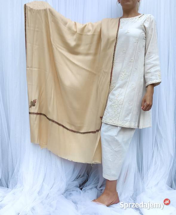 Szal orientalny indyjski haftowany haft paisley Pozostałe Szczecin sprzedam