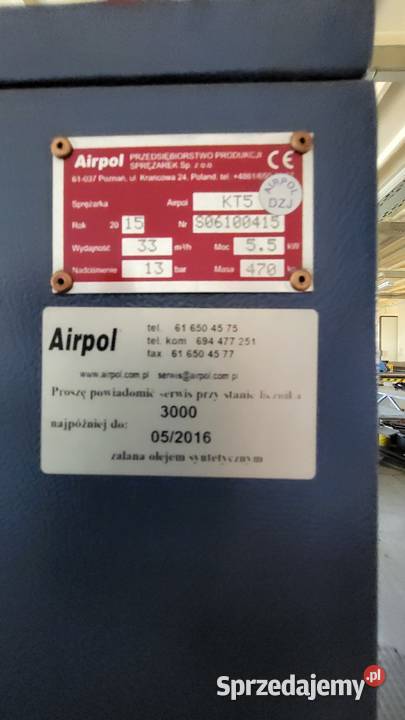 Kompresor śrubowy sprężarka AIRPOL KT 5 z Bydgoszcz