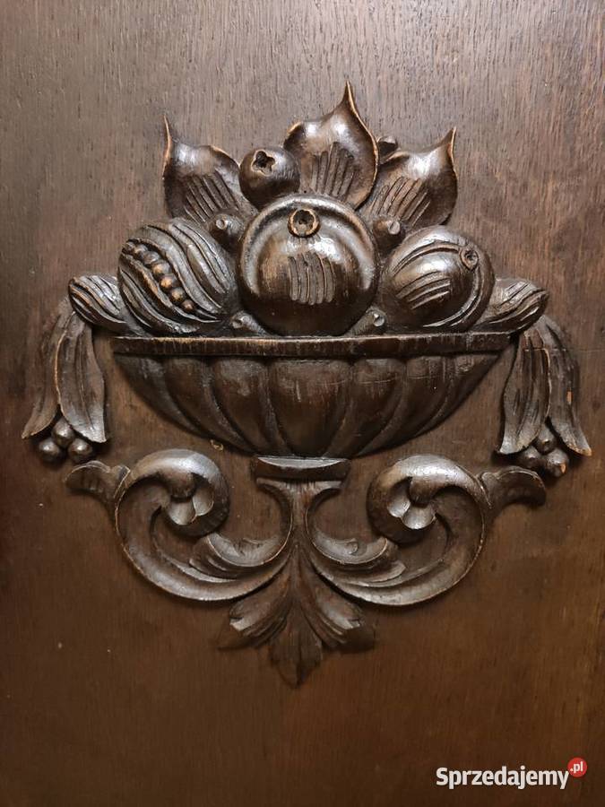 Kredens drewniany z lustrem zdobiony stary retro Łódź