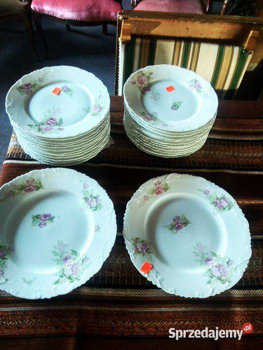 Serwis obiadowy Limoges Francja Piwonie Secesja Gdańsk