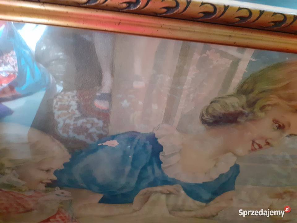 Obraz przedwojennych malarz nieznany złota rama Warszawa