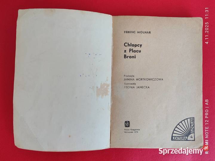 Chłopcy z Placu Broni Ferenc Molnar wyd z 1974 r Antykwariat Katowice
