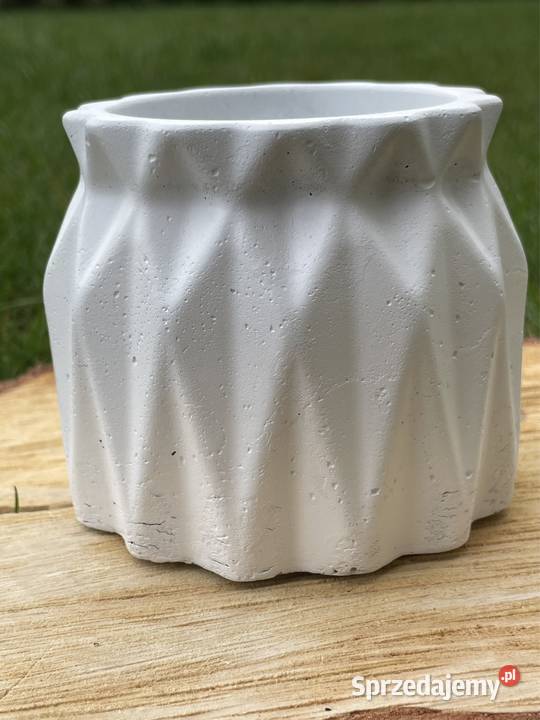 Doniczka betonowa biała biały Tłuszcz