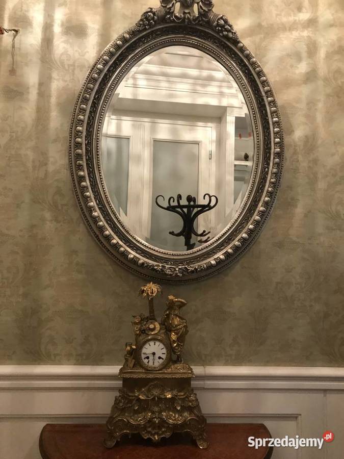 Pałacowe Lustro owal piękne zdobienia Antyki