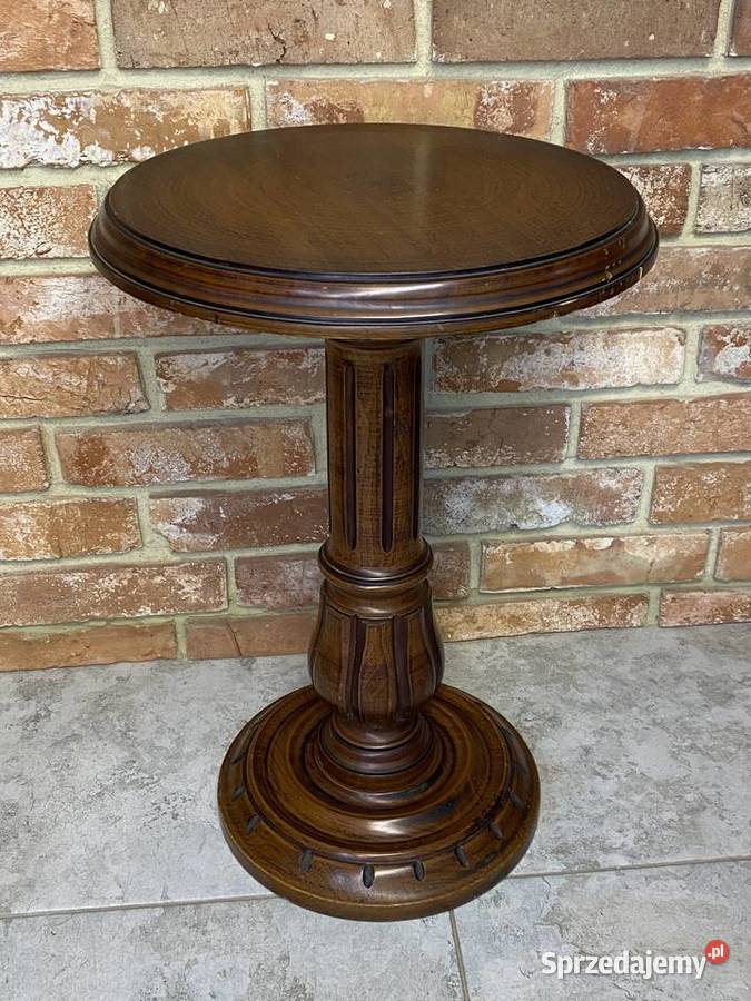 Stolik orzechowy kwietnik podstawa lite drewno Gniezno