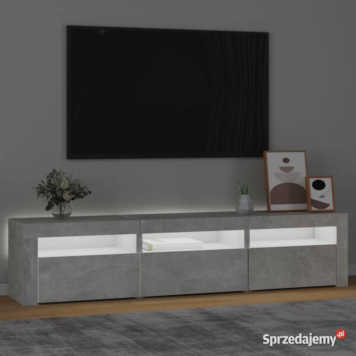 Szafka pod TV z oświetleniem LED szarość betonu Warszawa